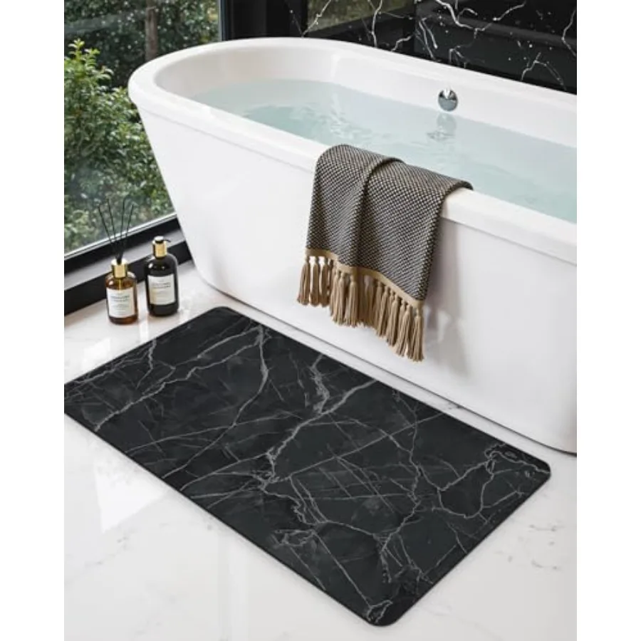 

Bath Mats 24x43 Non Slip Quick Dry Rugs Super Absorbent Ultra Thin Marble Bathmat Washable Rubber Mats for Shower Floor in Fron