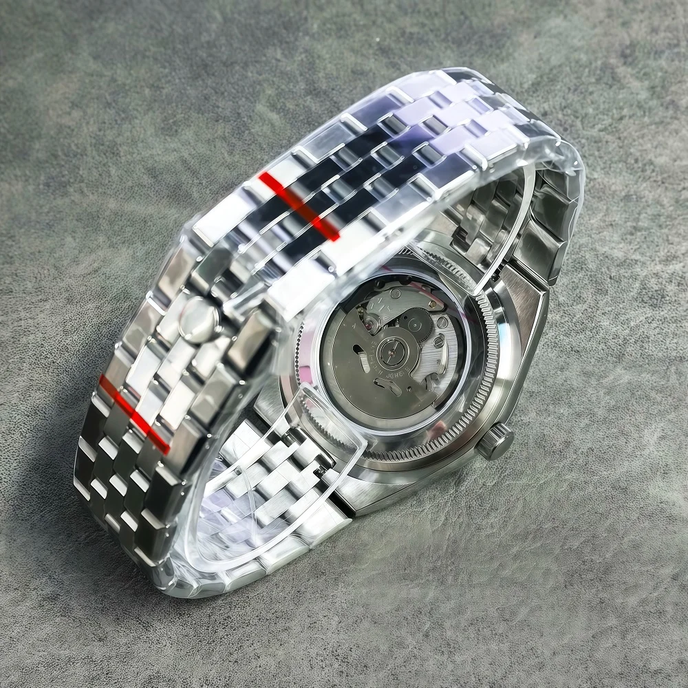 40mm Case Men's Trendy Fashion Automatic Mechanical Watch NH35 Movement Luminous Waterproof Sapphire Glass Stainless Steel Strap