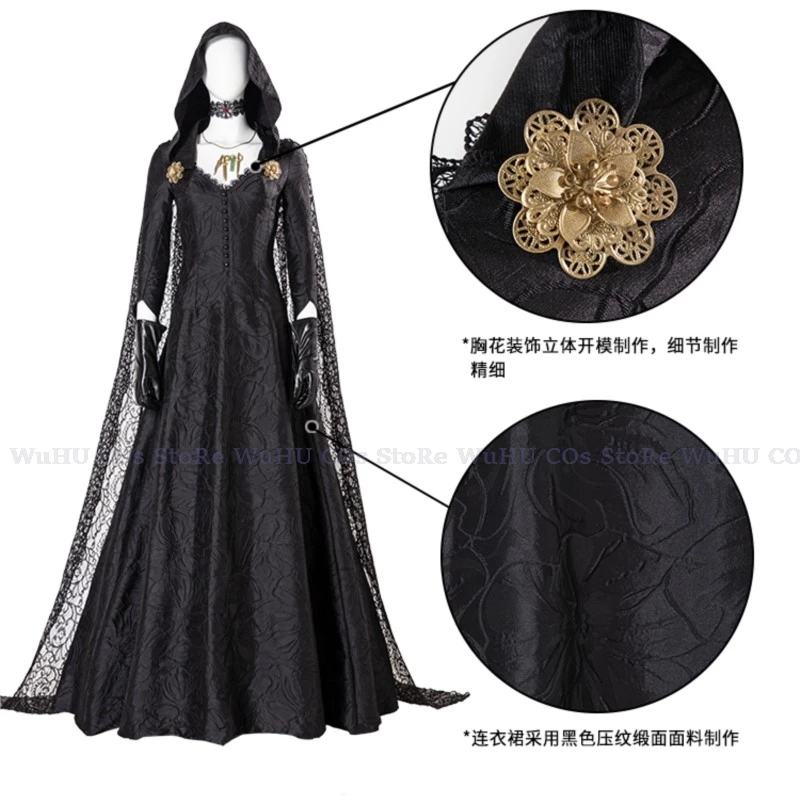 Resident 4 Remake Village Moth Lady Evil Cosplay Fantasy Costume Dress Girl Adult Vampire Lady Dimitrescu Halloween Carnival Set