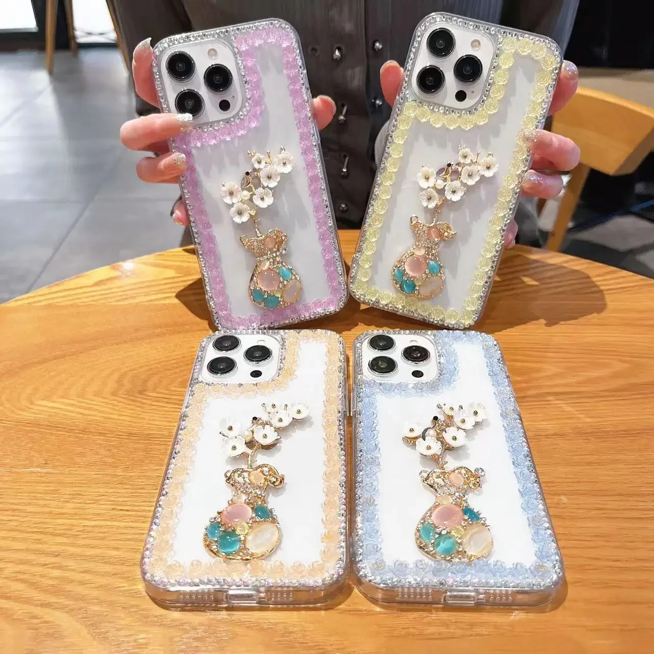 Bling Crystal Golden Imperial Crown Rhinestone Case, Pearl Diamond Sparkle, Case for iPhone16 14, 15, 13, 12, 11Pro Max, XR Plus