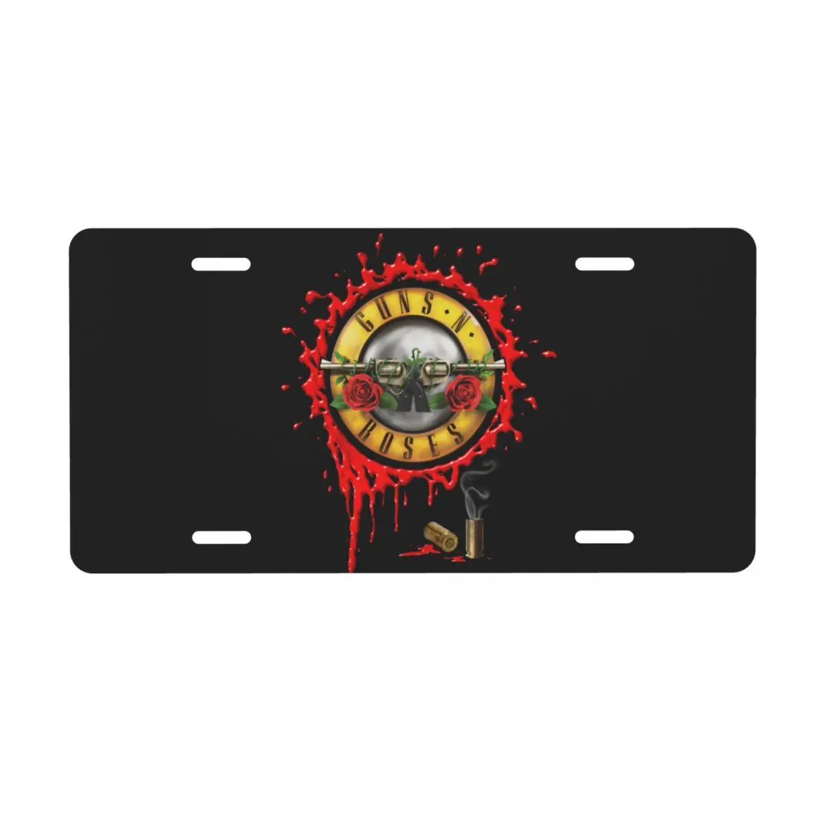 

Heavy Metal Guns N Roses Bullet Logo License Plate Cover Decoration Vanity Tag Aluminum Metal License Plate Sign 12x6 Inch