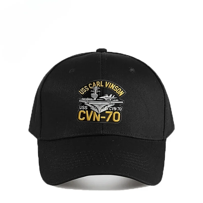 1 USS Carl Vinson CVN-70 Navy Hat | Black Baseball Cap with Golden Stitching, Adjustable Snapback, Polyester, Casual Outdoor Spo