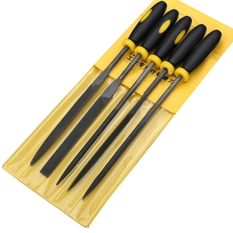 Profissional Técnico Diamante Arquivo Set, Jangada Agulha, Metal Ferramenta De Corte, Vidro De Metal, Escultura De Pedra, 3x140mm, 5 Pcs