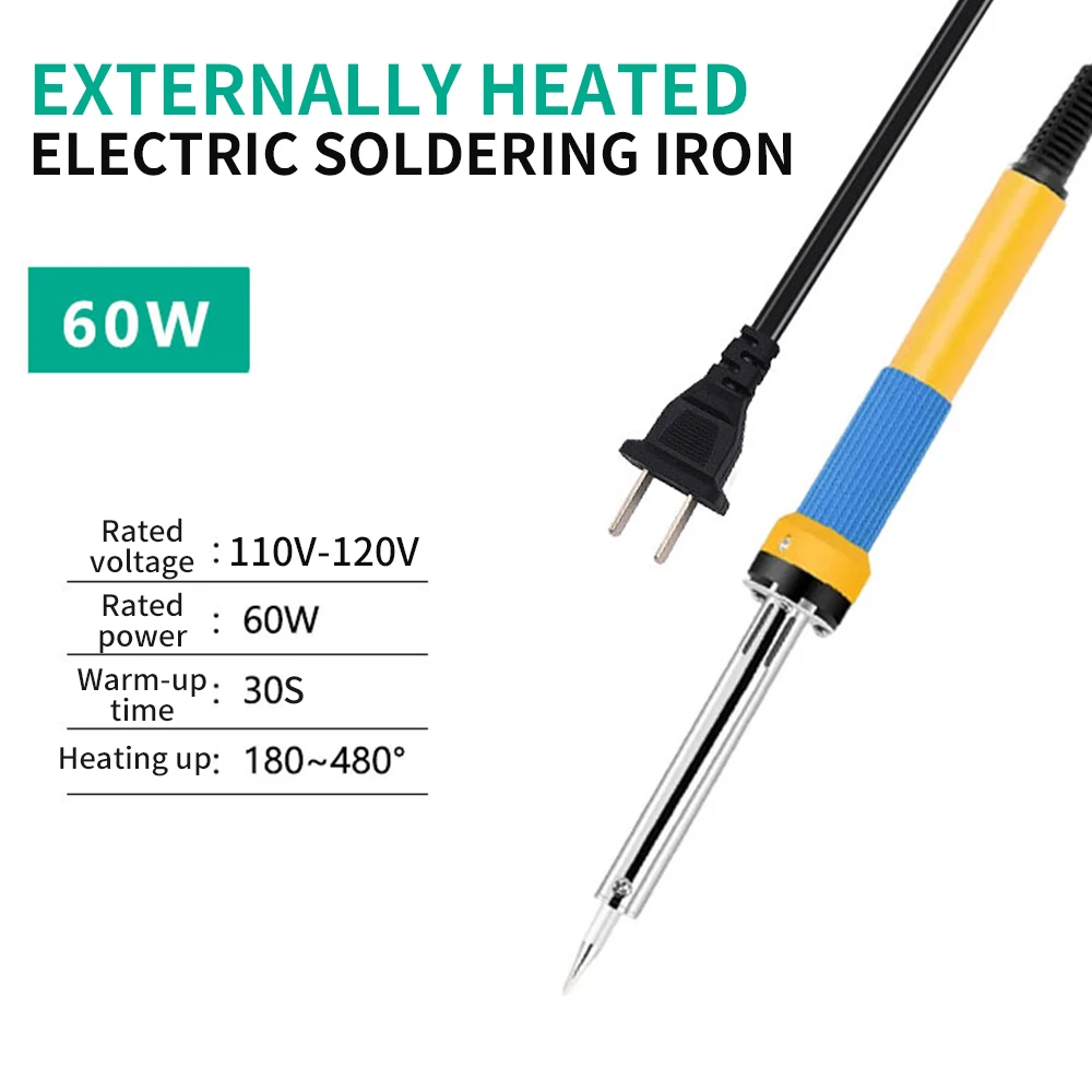 60W Electric Soldering Iron Kit Set Adjustable Temperature 200-450°C 180-480°C External Heating Electric Soldering Iron Welding