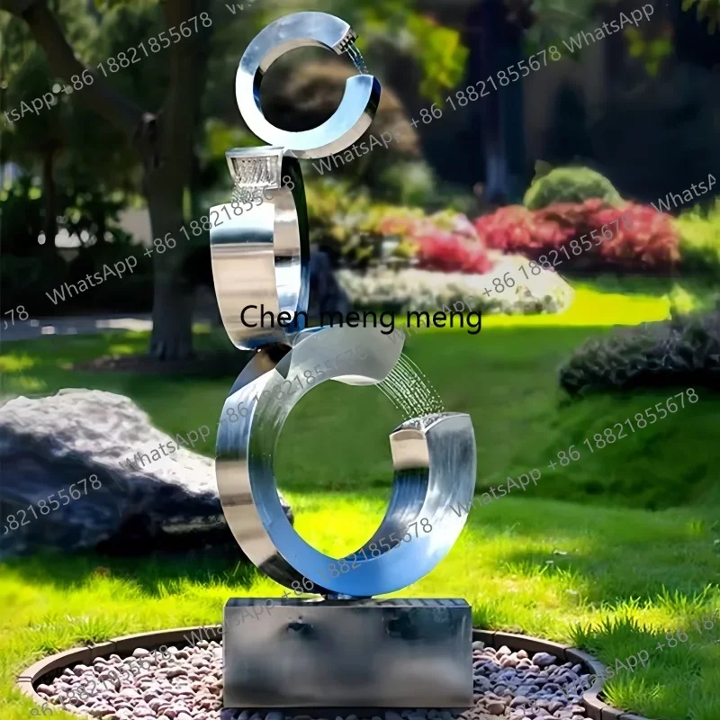 E182 Modern water feature sculptures, indoor metal fountain art, home decoration, outdoor landscape garden decoration