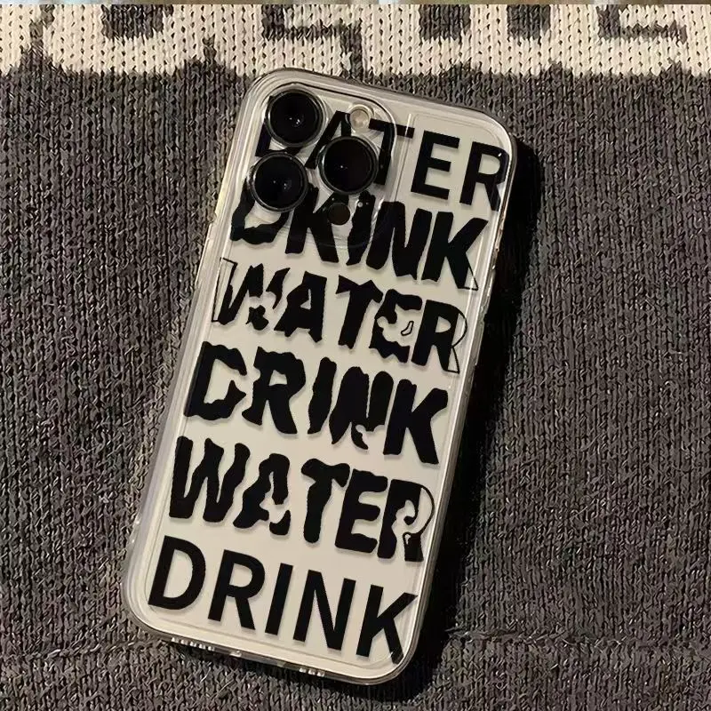 

Aesthetic English Letter Water Drink Phone Case For Samsung Galaxy S25 S24 S22 S23 Ultra Plus Cover S22+ S23+ S24+ S25+ Shell