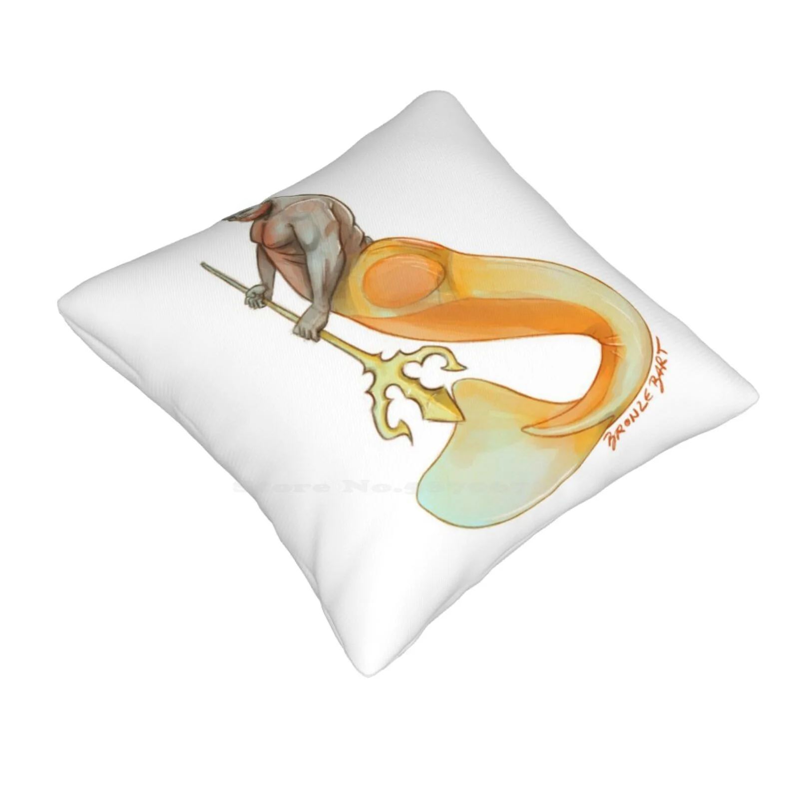 Merman – Orange Funny Cute Decor Square Pillowcase Merman Orange Bronze Beard Mermay