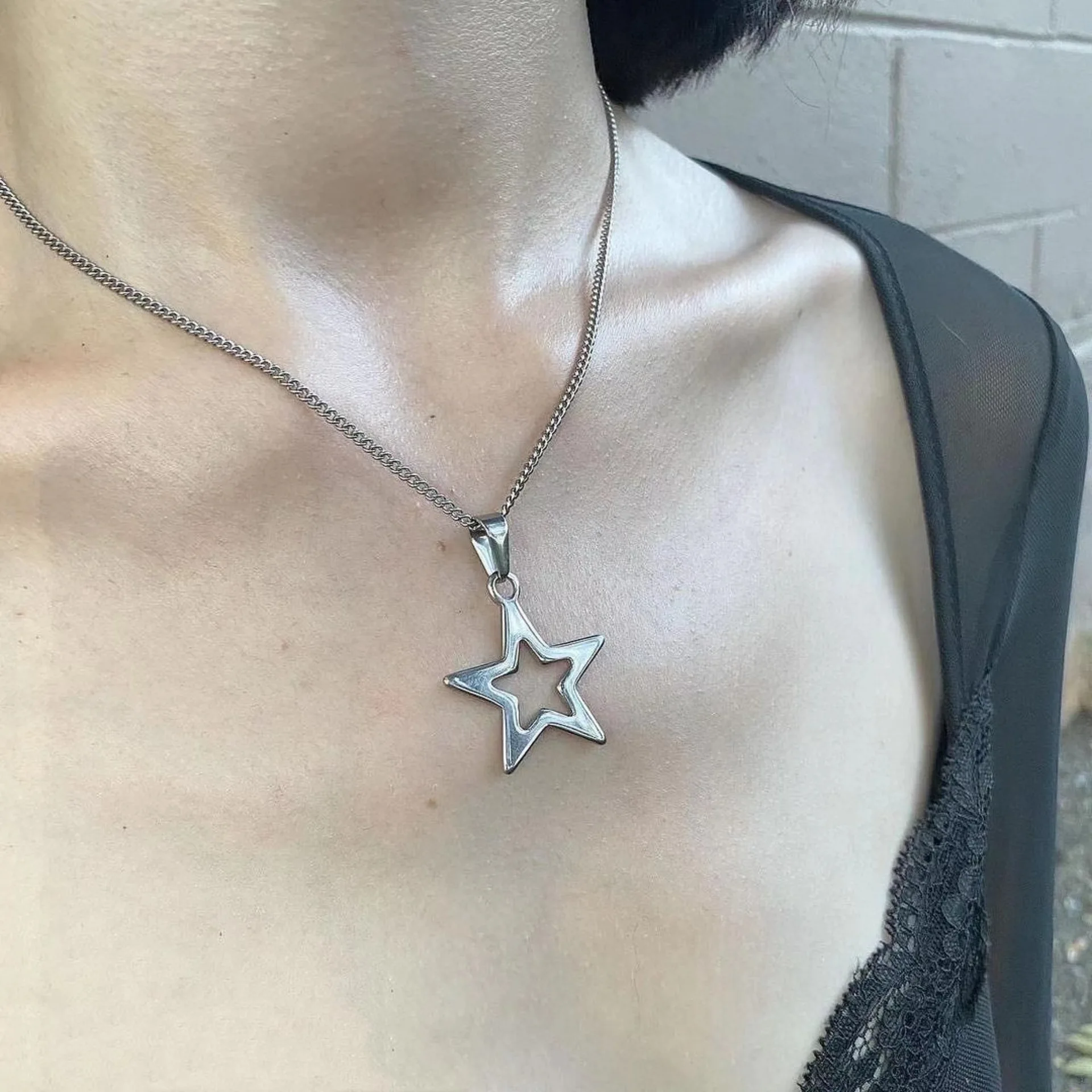 

Korean Fashion Chains Star Pendant Necklaces Punk Aesthetic Jewelry Boho Necklace for Women Goth Jewelry Y2K Grunge Rock