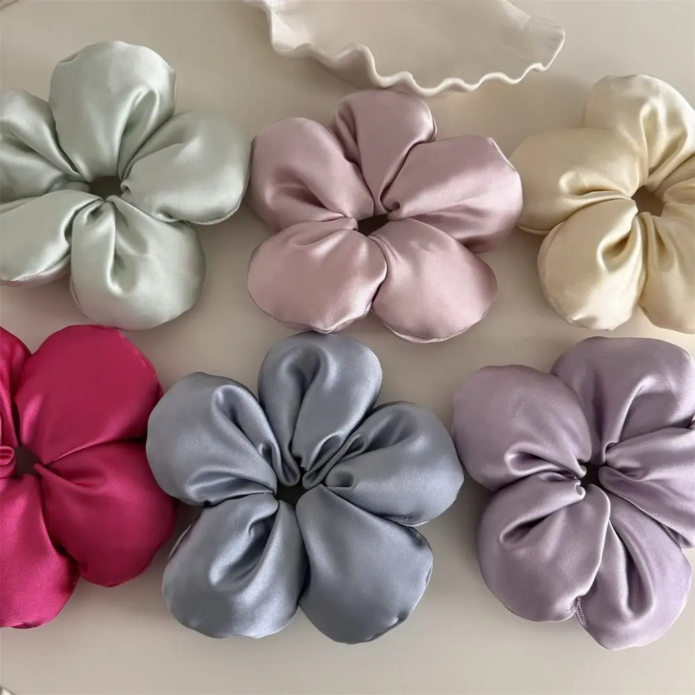 

Flower Shape Flower Scrunchies Sponge Cloth Large Satin Hair Scrunchies Oversize Ponytail Holder Exaggerated Hair Ring party