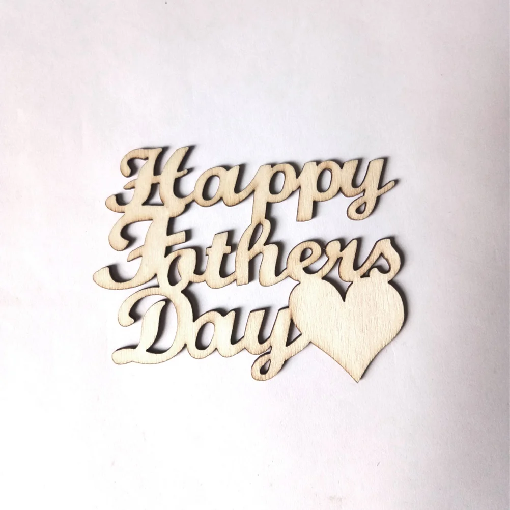 

10Pcs Fathers Day Wood Hanging DIY Hollow Love Happy Fathers Day Festival Home Party Decoration Drop Hemp Rope 25cm Length