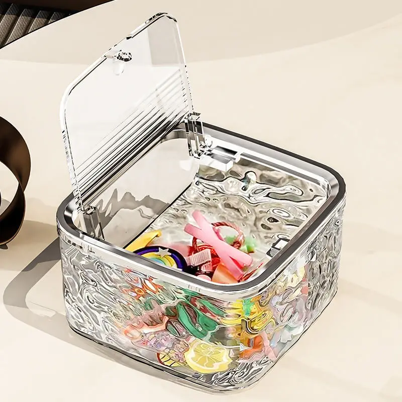 

LargeCapacityTransparentHairAccessoryStorageBoxDustproofDesktopJewelryOrganizer with Headband Strap for Students And Children
