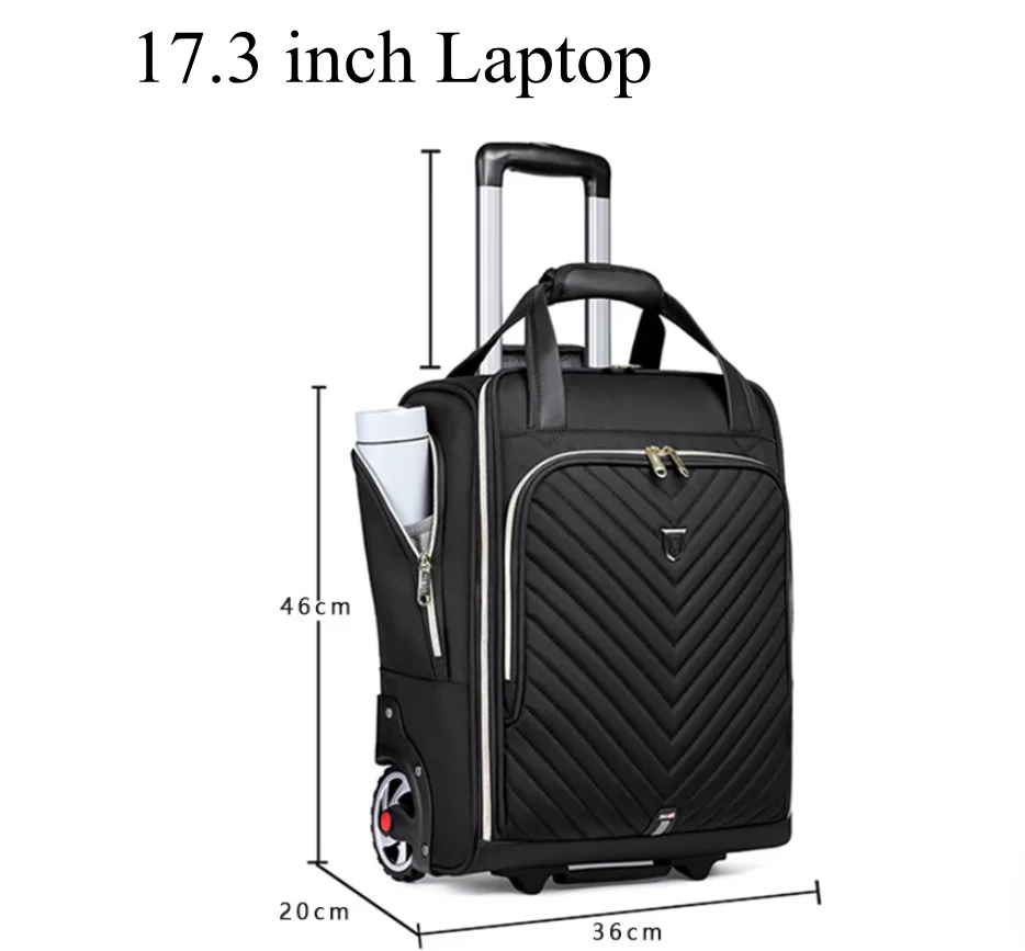 Bolsa de equipaje para asiento inferior con cabina rodante de 18 pulgadas para hombre, bolsas con ruedas para ordenador portátil de 17,3 pulgadas, equipaje de mano de viaje, mochila con ruedas para viaje