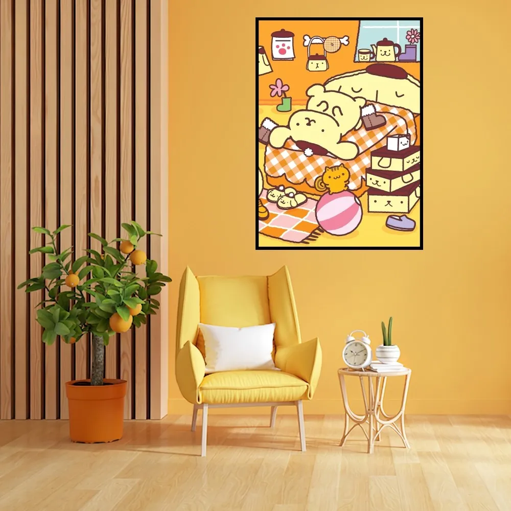 MINISO Sanrio Pompompurin Cute Poster Prints Wall Painting Bedroom Living Room Decoration Office Small