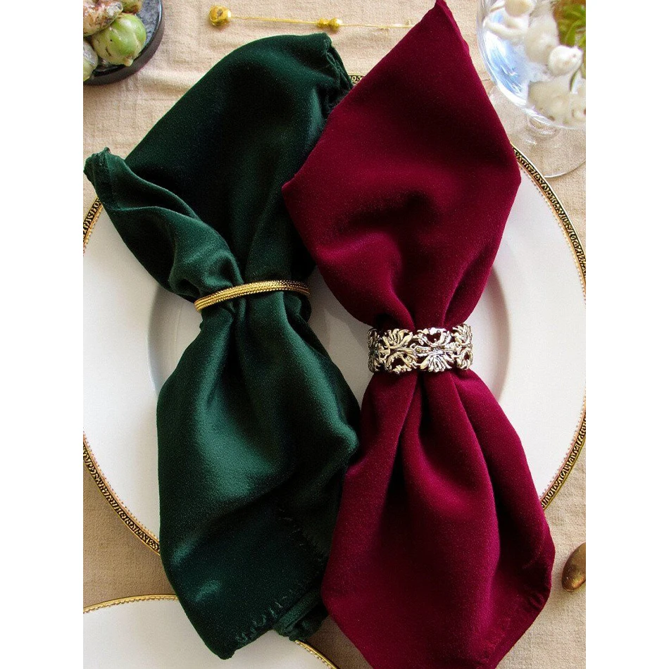 6PCS Elegant Velvet Napkin Cloth Thick Matte Velvet Table Towel, Wrinkle Resistant Washable for Dining Wedding Party Home Decor