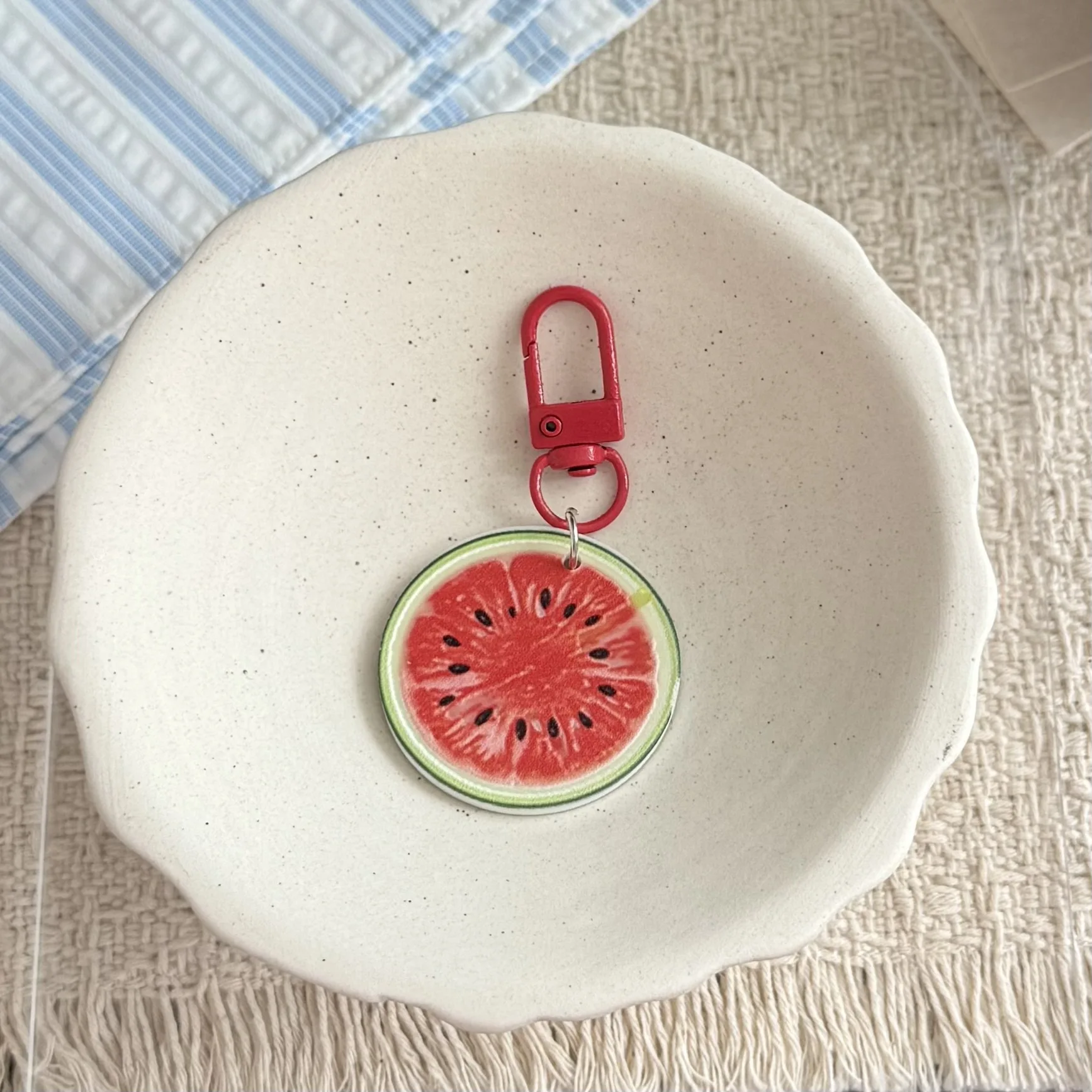 Keychain Summer Embossed Fruit Charm Schoolbag Backpack Handbag Pendant Realistic Food Play Resin Metal Alloy Colorful Sturdy