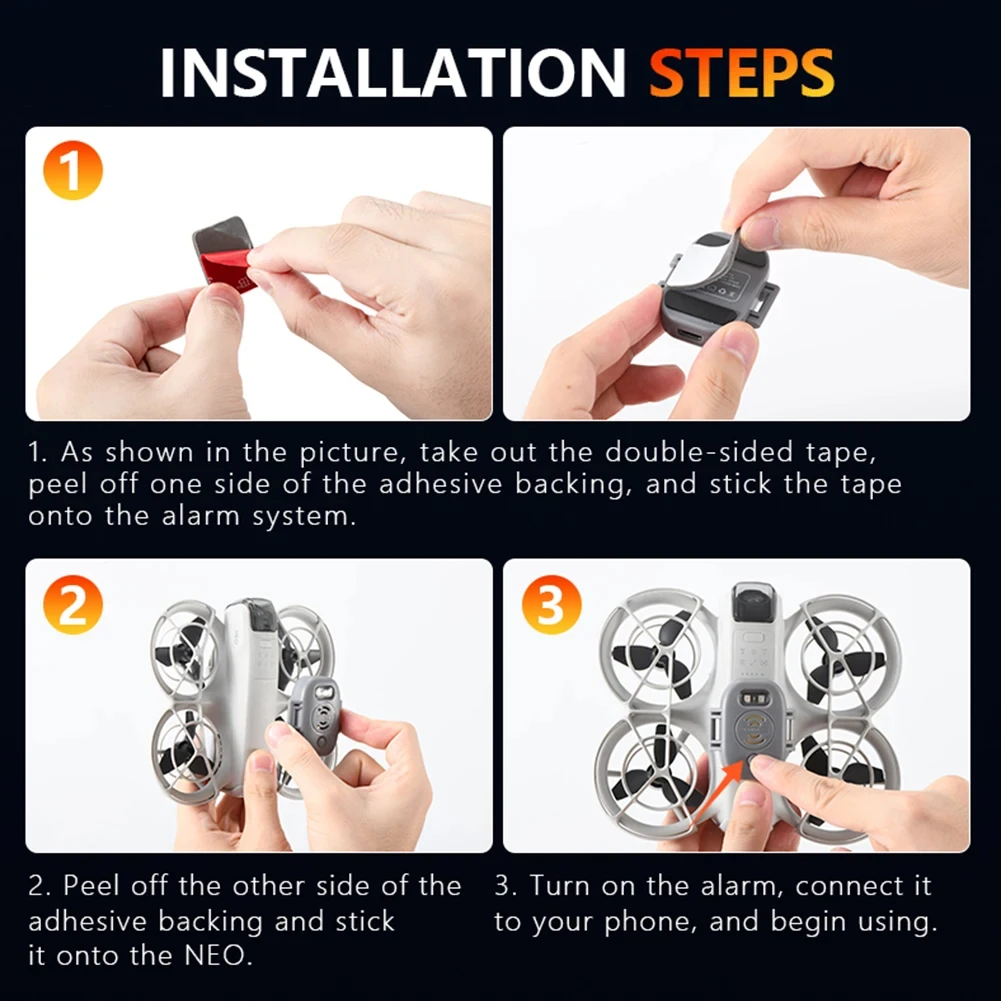 Drone Alert Tracker for DJI Neo 120dB Loud Buzzer Locator with LED Light Anti Lost Theft Alert GPS Positioning System Accessory