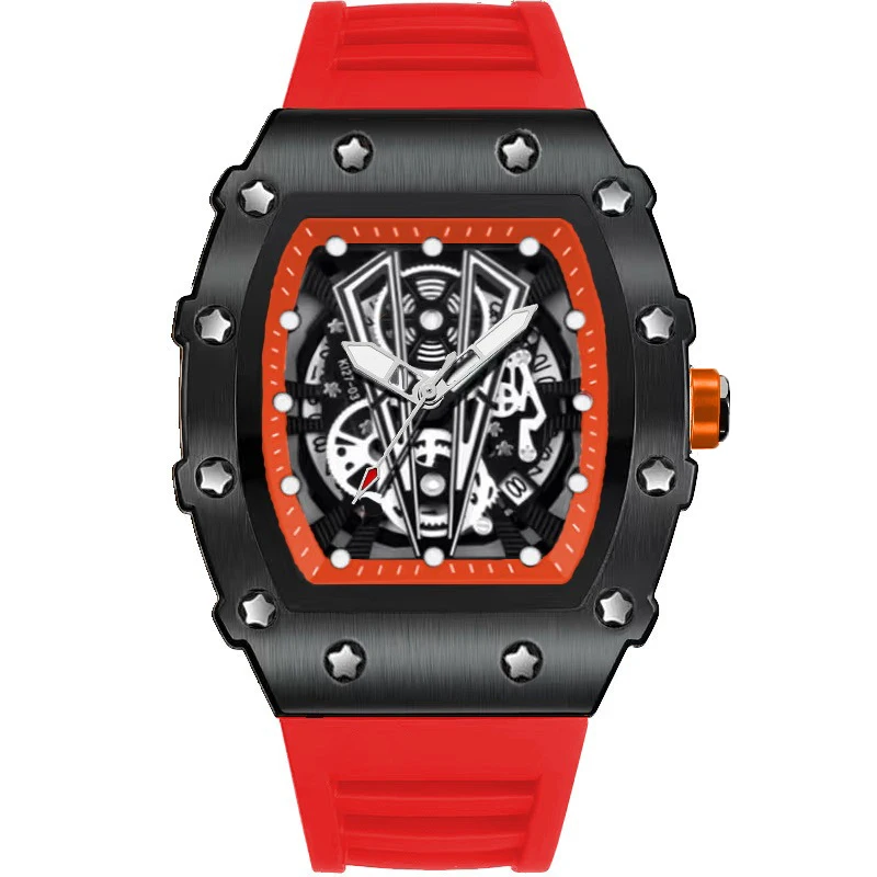 Reloj de pulsera de cuarzo de lujo para hombre, relojes para hombre, tendencia no mecánica, calendario automático, esfera hueca, resistente al agua