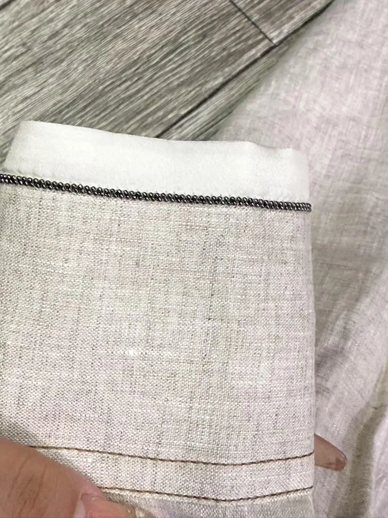 المرأة واحدة الصدر الكفة حبة الديكور قميص كتان فضفاض أعلى + مرونة الخصر السراويل الكتان الطويلة مجموعة