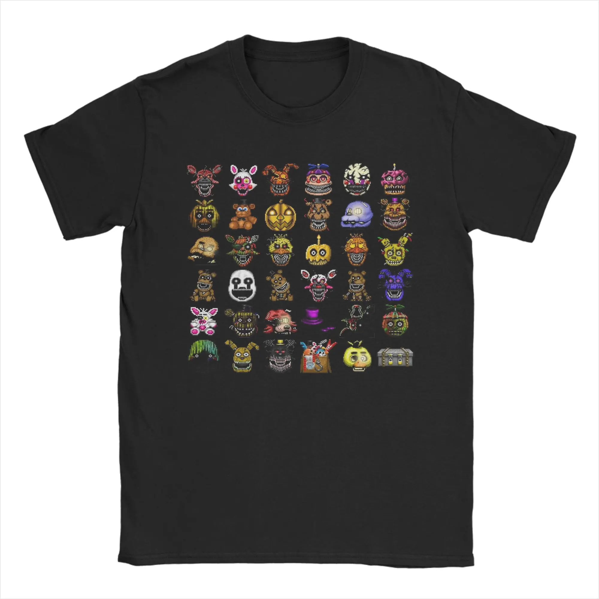 

Five Nights at Freddy's Pixel art Multiple Characters Cotton T-Shirt For Men Beach T-Shirts Crew Neck Hipster Tee Oversize Tops