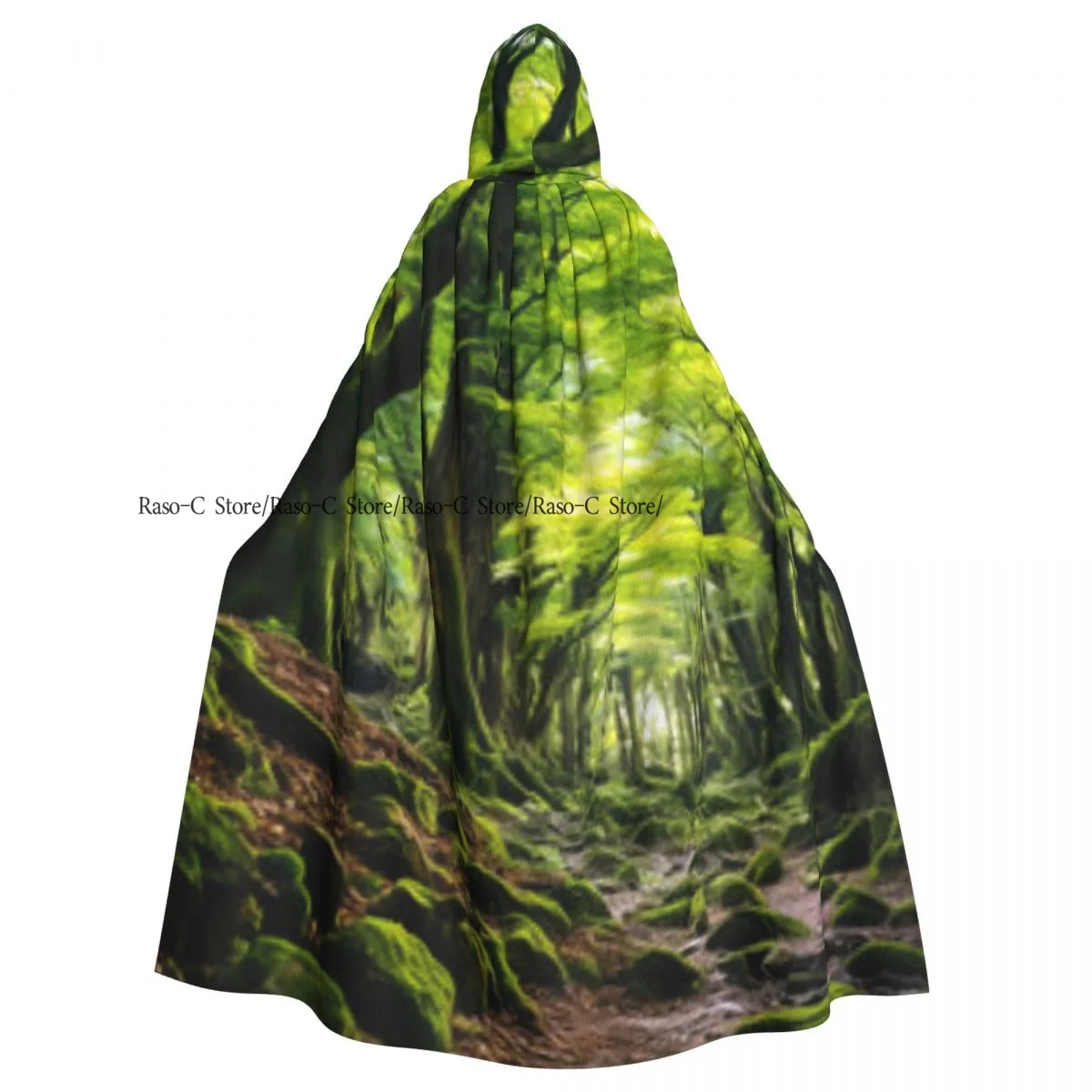 Adult Cloak Cape Hooded Undergrowth View Image Medieval Costume Witch Wicca Vampire Elf Purim Carnival Party