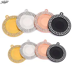 3pcs/lot 25/30mm Pendant Cabochon Base With Double Rows Rhinestones Bezels Charms For DIY Jewelry Making Necklaces Accessories