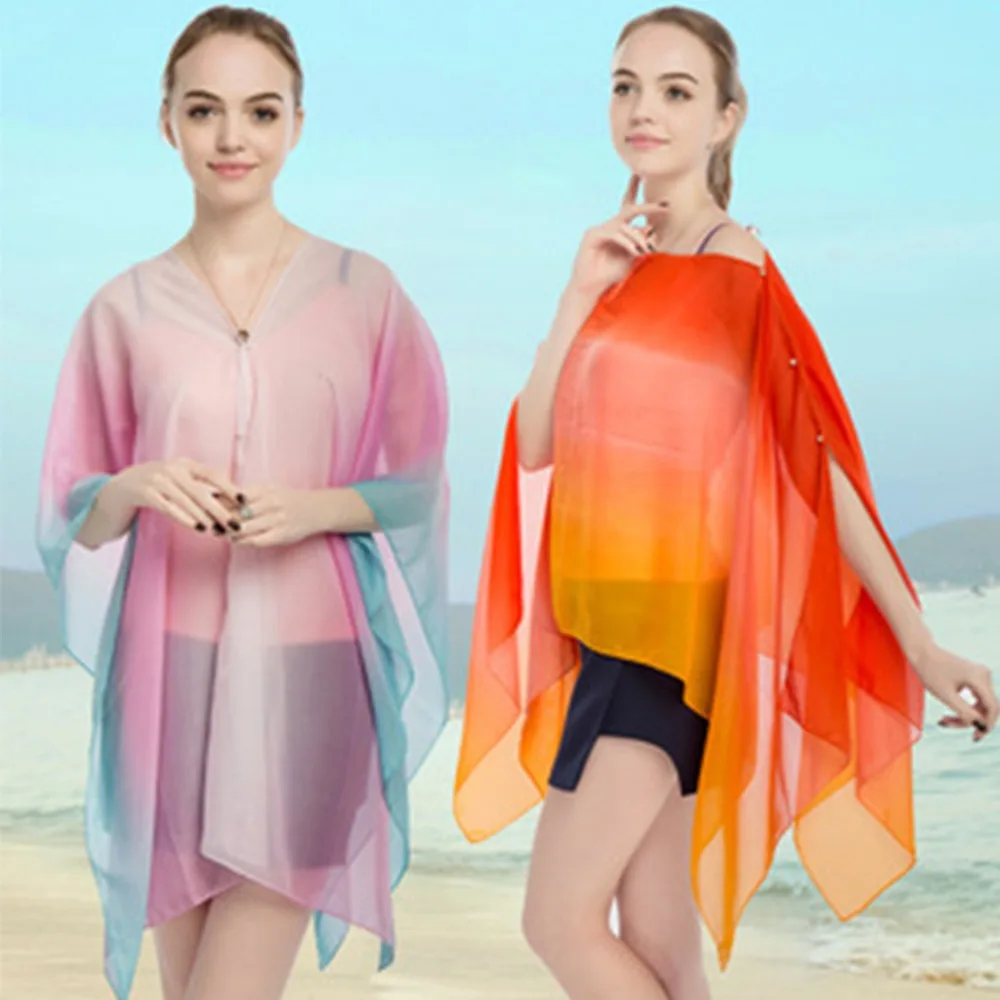 女性用無地ショールスカーフ,日焼け止め,ビーチカバー,滑らか,通気性,水着,カフタン,高級ファッション