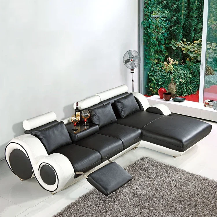 Functional leather sofa headrest sofa with recliner sofa cover