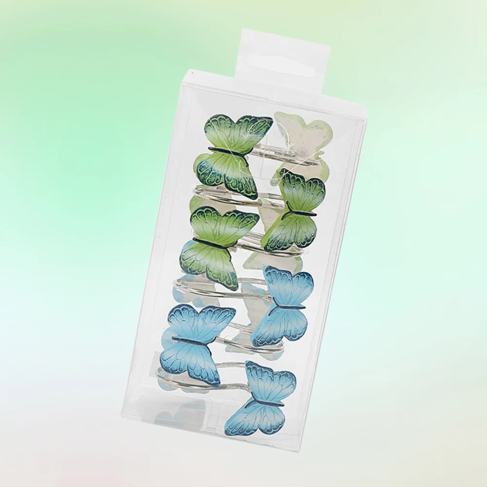 

12Pcs Butterfly Resin Shower Curtain Hooks Metal Drapery Hangers for Bathroom Window Decoration Anti-Rust