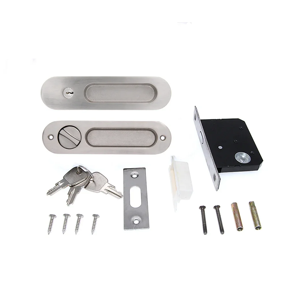 Gifsin-Sliding Door Lock Invisible Recessed Handle Latch with 3 Keys for Interior Doors