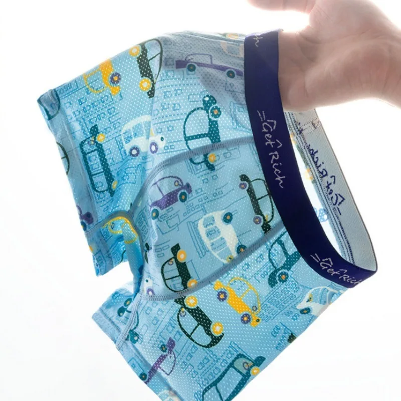 4PCS Kids Boys Thin Mesh Cool Breathable Panties Baby Cute Cartoon Print Knickers  2+y Young Child Soft Antibacterial Underwears image 5