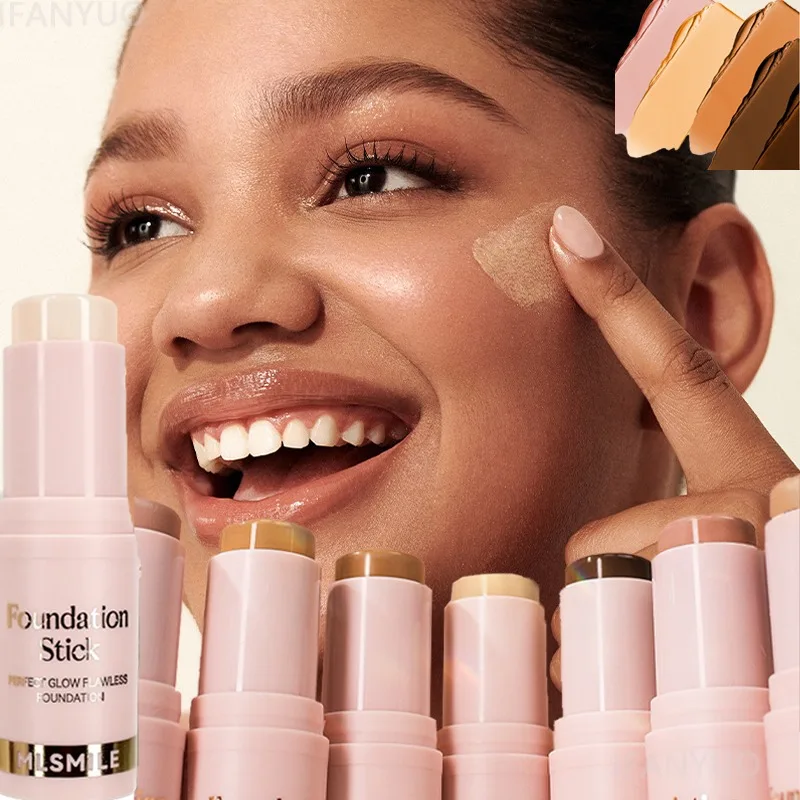 Bastão de Base Facial de Longa Duração com Cobertura Total para Pele Escura, Maquiagem com Controle de Oleosidade, Corretivo, Creme Base Matte Natural