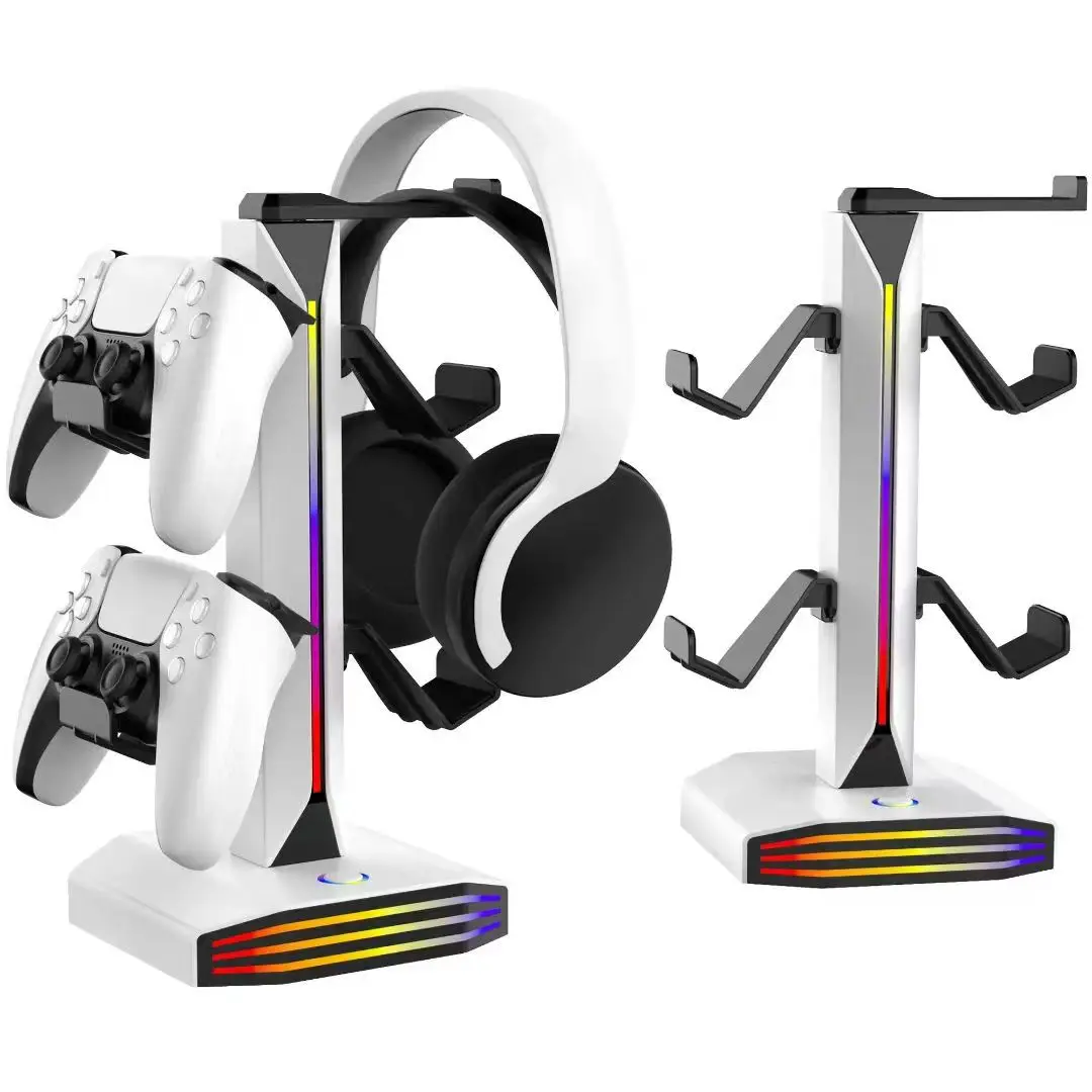 

RGB Game Controller Holder Rack with 7 Light Modes, Headphone Stand 2 USB Charging and 1 Type-C for PS5/PS4/Xbox/Switch Pro