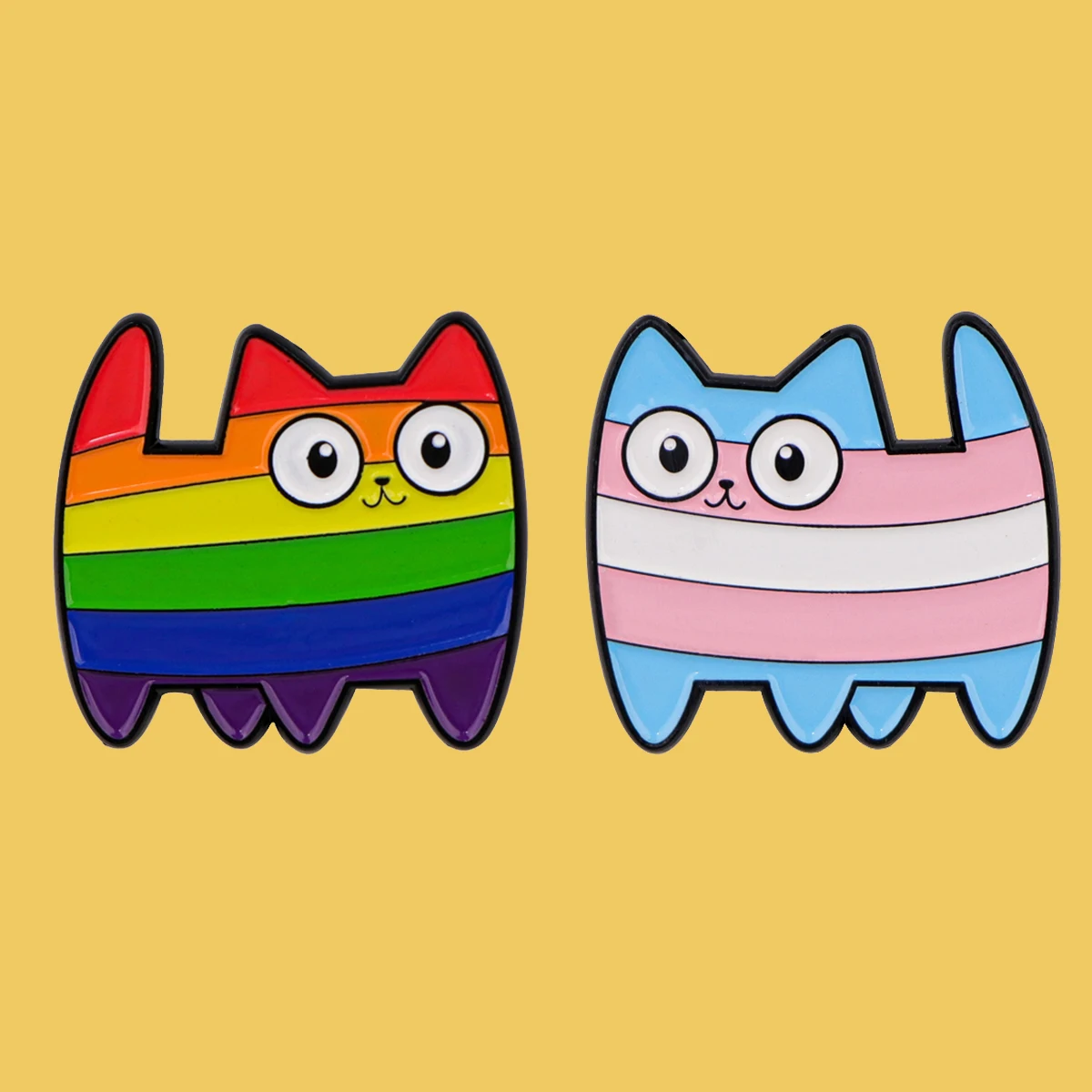 Rainbow Cat Enamel Pins Cartoon Animal Metal Lapel Brooches For Women Clothes Hat Badge Jewelry Gay Accessories Friends Gifts