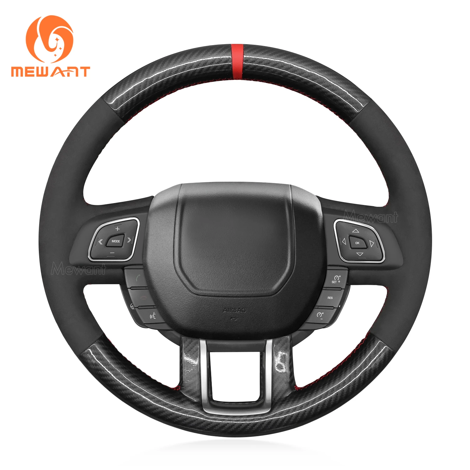 

MEWANT Black suede Leather Car Steering Wheel Cover for Land Range Rover Evoque I(L538) Evoque (Coupe) Evoque (Convertible)