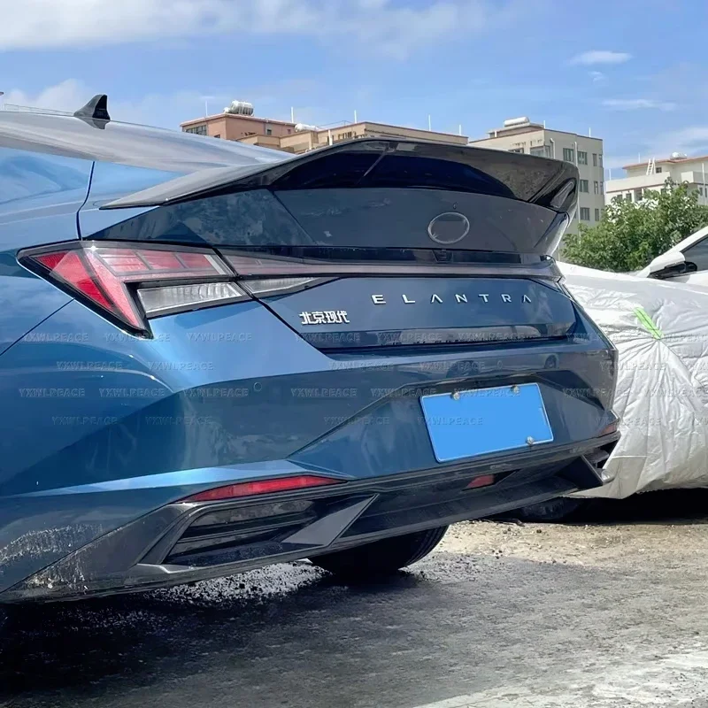 Accessoires de kit de carrosserie pour Hyundai Elantra, noir brillant, coffre arrière de voiture, Jules Spomicrophone, style R ABS, CN7 2020 2021 2022 2023