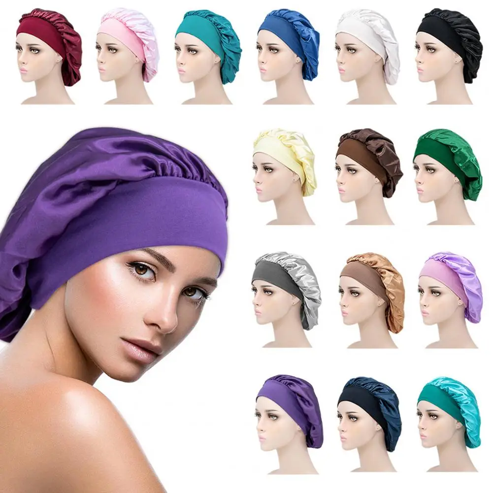 Wide Elastic Satin Stretchy Headband para Mulheres, Cap Sleep Night, Capô de Cabelo, Tampa do Chapéu, Diâmetro, 31cm