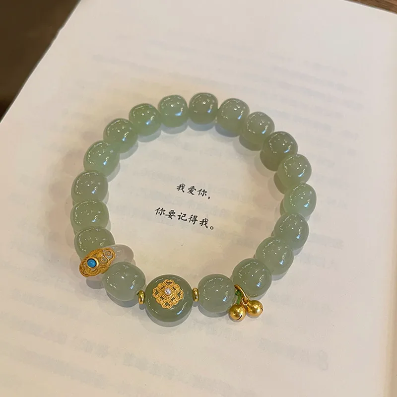 Hetian Jade 9x10mm Old- Beads Lychee Bead Bracelet Style