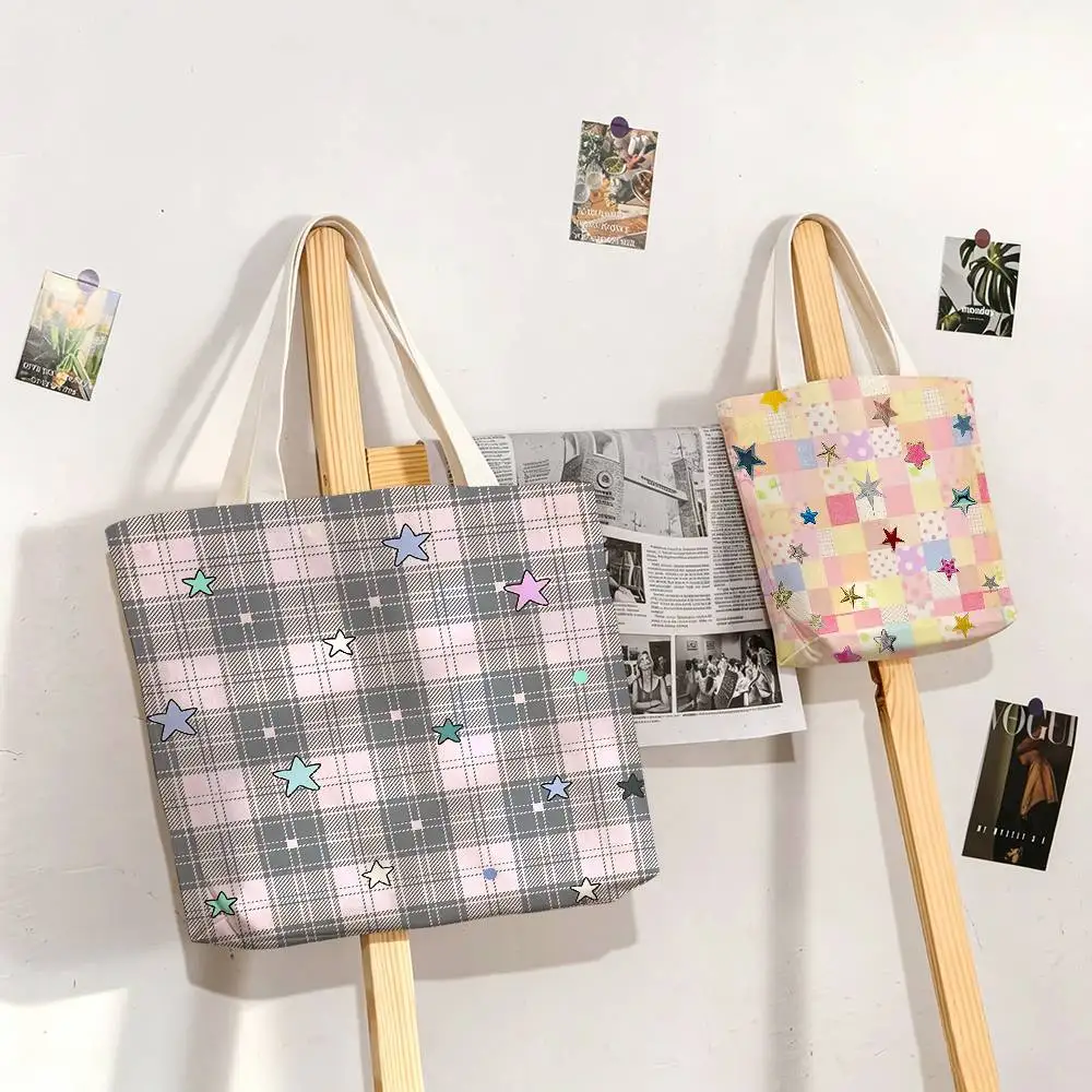 Fashion Plaid Element   Printed Canvas Tote Bag Shoulder Bag Commuter Mommy Shopping Bag