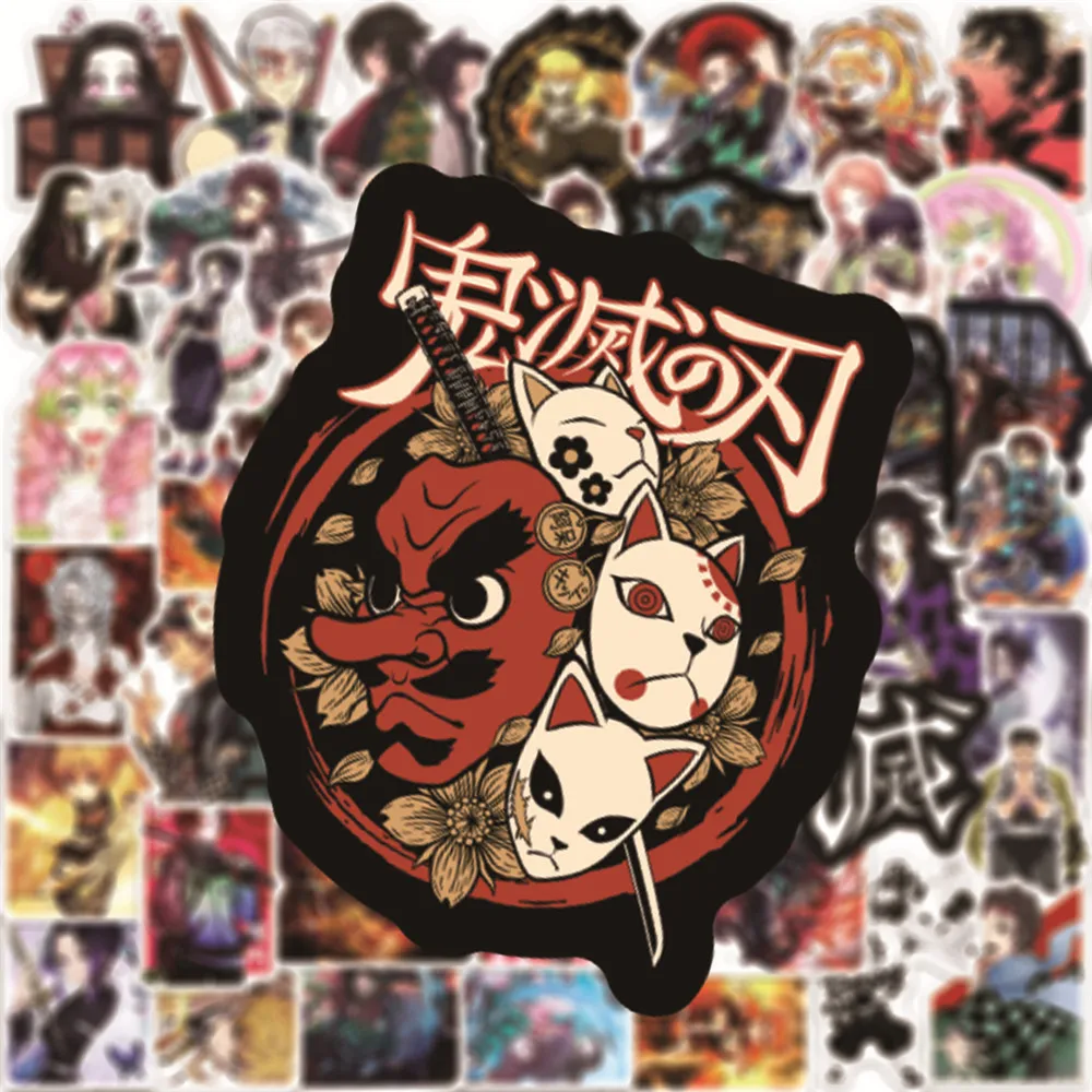 50/30/10PCS Tanjirou Nezuko Zenitsu Inosuke Giyuu Shinobu Popular Anime Graffiti Stickers Water Cup Notebook Waterproof Stickers