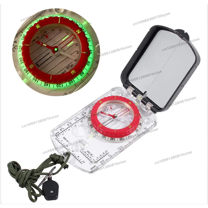 

Folding Flip Outdoor Teaching Compass Map Scale, Adjustable Magnetic Declination Luminous Compass LED Light