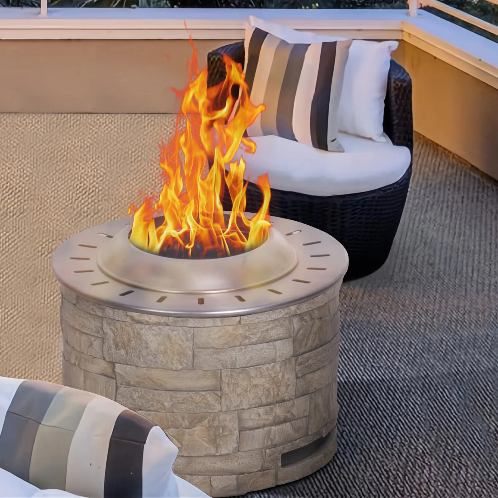 Stackstone-Style Smokeless Firepit – Ideal for Wood Pellets, Twigs & Logs, Efficient & Clean Burning for Outdoor Use