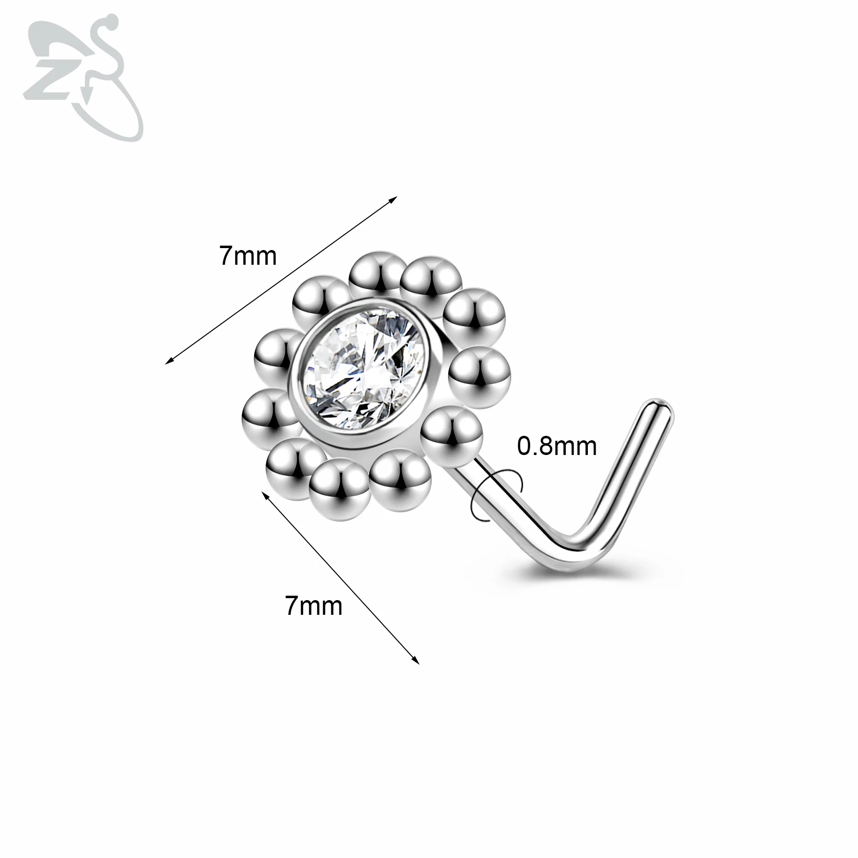 Cute CZ Crystal Nose Stud L-Shape