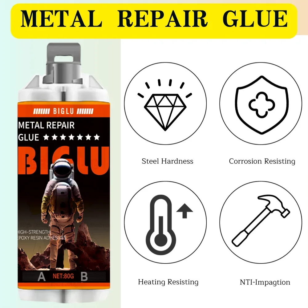 BIGLU High Strength Metal Glue Welding Heat Resistance Industrial Repair Casting AB Glue