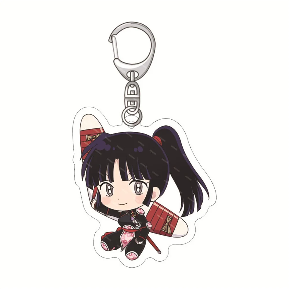 New Classic Anime Inuyasha Keychains Cartoon Figures Higurashi Kagome Sesshoumaru Miroku Acrylic Keyring Collection firend Gift