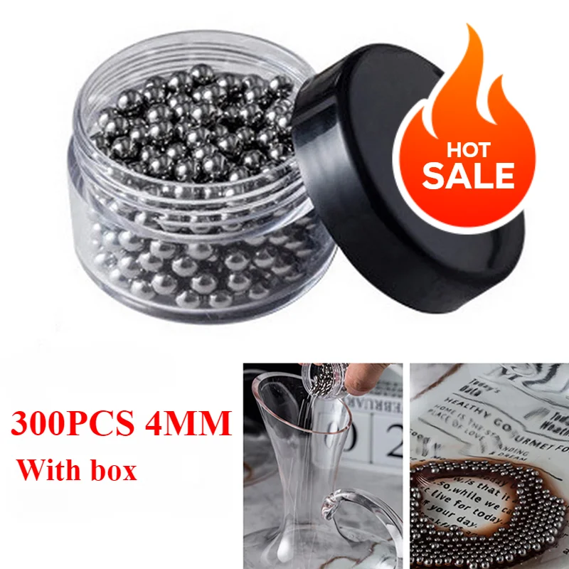 

300PCS 4MM 304 Stainless Steel Wine Tea Stains Clean Ball Decanter Hookah Cup Bottle Cleaning Tool Bead Brushing Bar Accessories