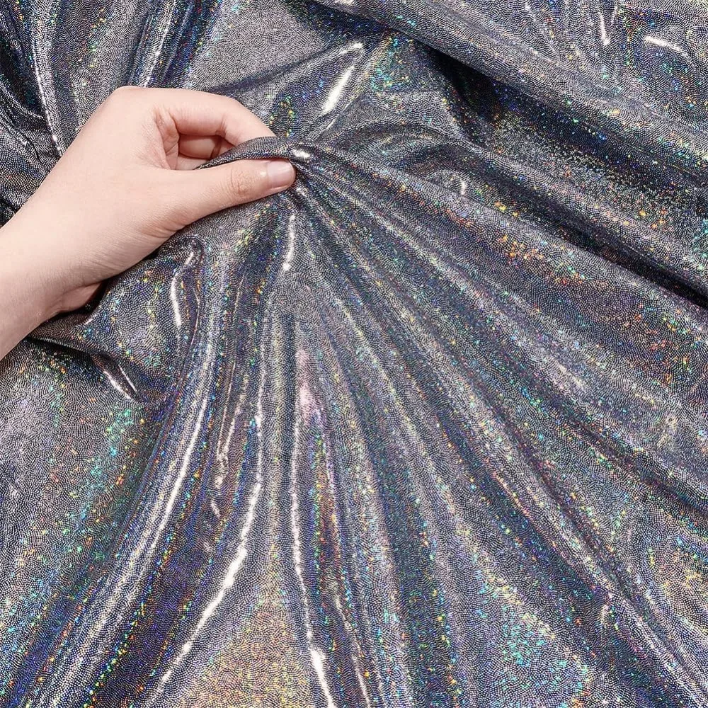 2.18yard Hologram Fabric by The Yard 59inch Wide Shattered Glass Hologram Fabric Dark Grey Glossy Holographic Fabric Polyester