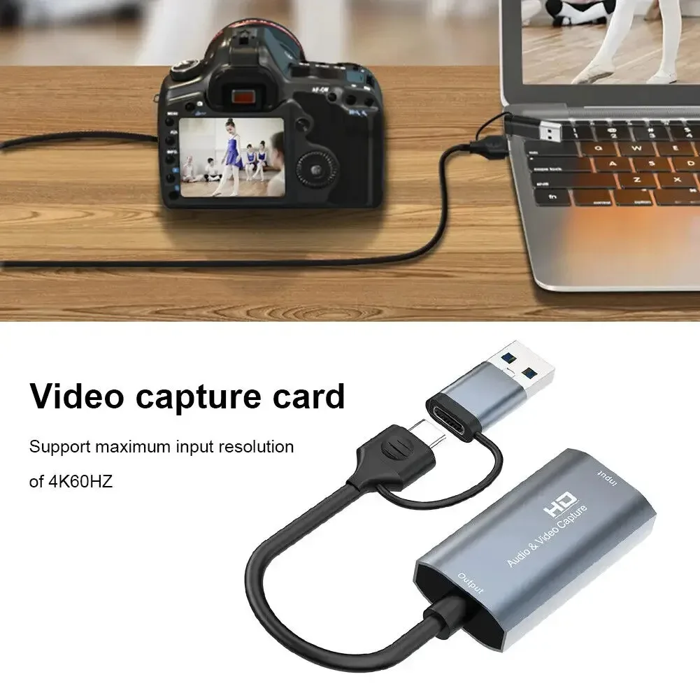 USB3.0 Video Capture 4K HDMI to USB/USB-C HDMI Video Grabber Box for PC Computer Camera Live Stream Record Meeting