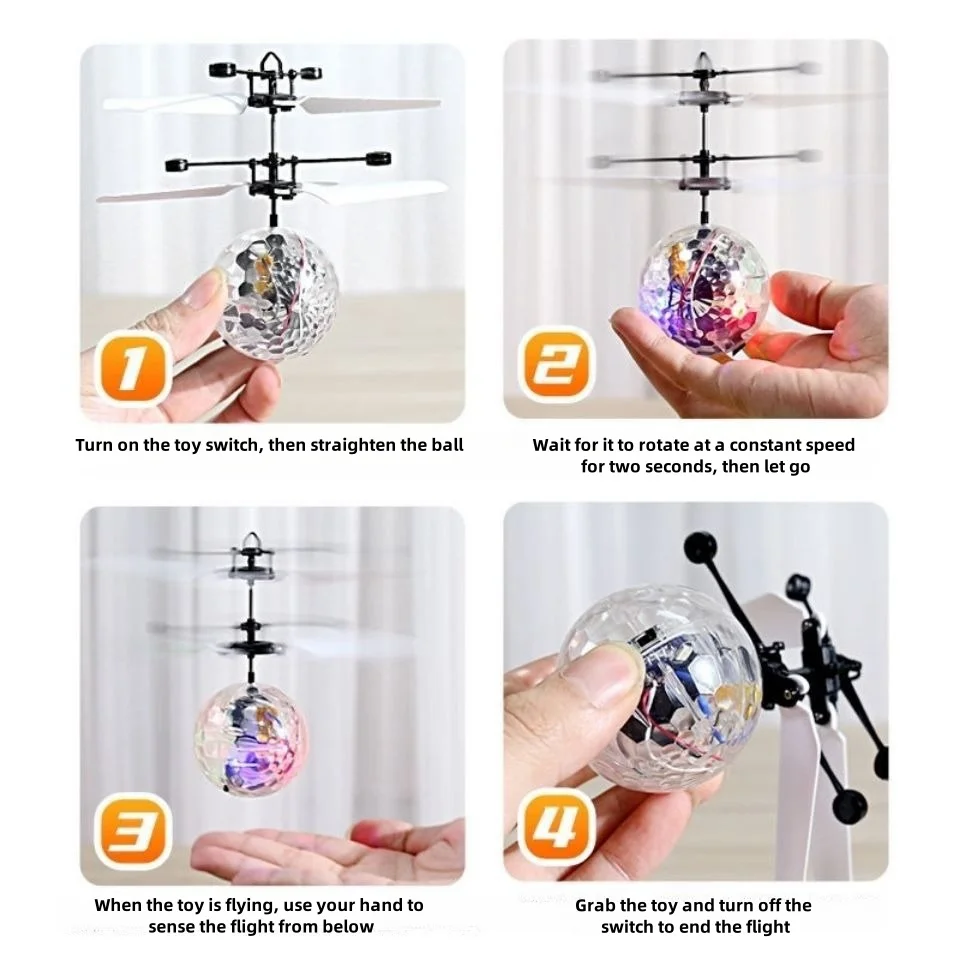 New intelligent induction colorful crystal ball aircraft Xiaofeixian helicopter somatosensory suspension children's  toy