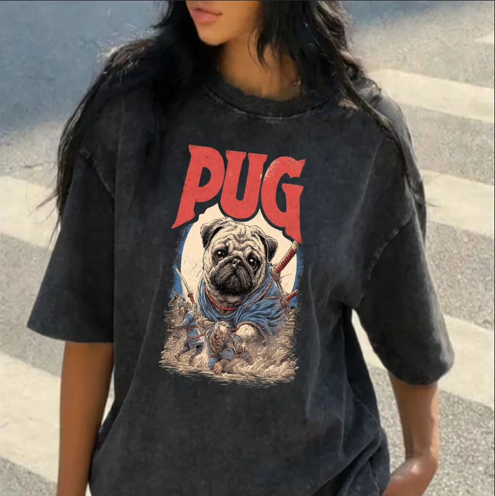 Pug Life T-Shirt – Cooles Hunde-T-Shirt mit Brille & Pfeife, Vintage-Grafik-T-Shirt, Grafik-T-Shirts, Damenbekleidung, Y2k-Top, Goth-T-Shirt – Detail 2
