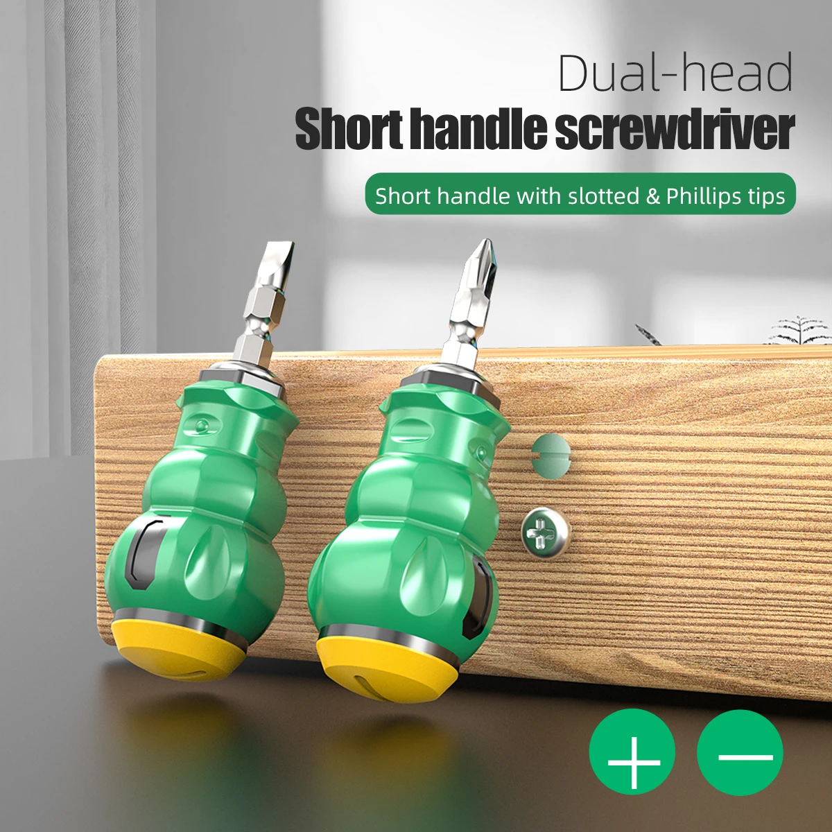 LAOA Radish Head Mini Short Handle Multi Function Flat And Cross Two In One Screwdriver For Home Repair DIY Tool Kit